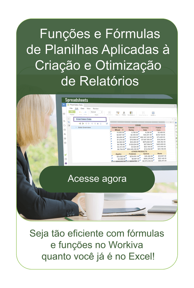 Lâmina do curso Funções e Fórmulas de Planilhas Aplicadas à Criação e Otimização de Relatórios