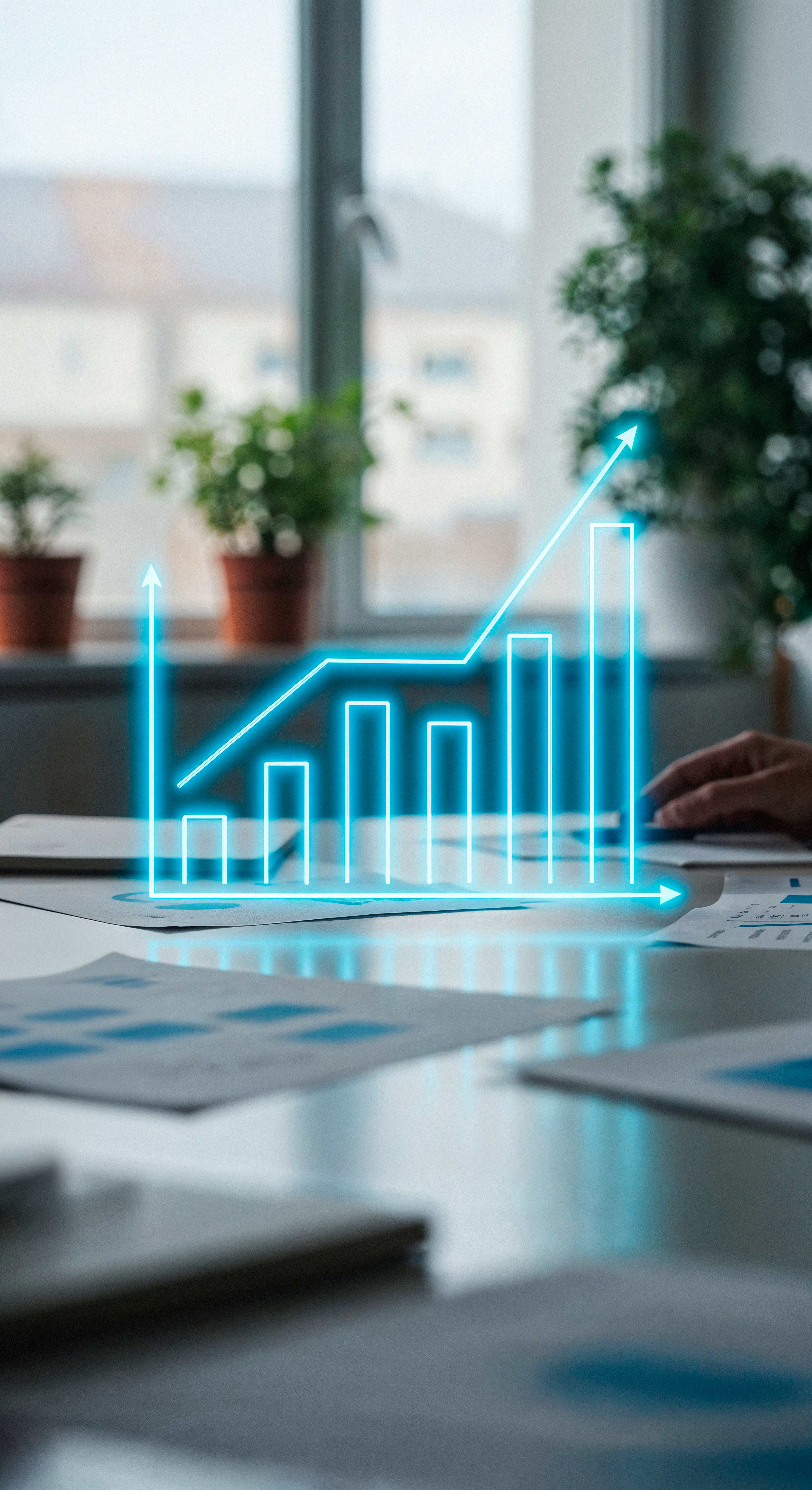 Análise de crescimento financeiro com gráficos
