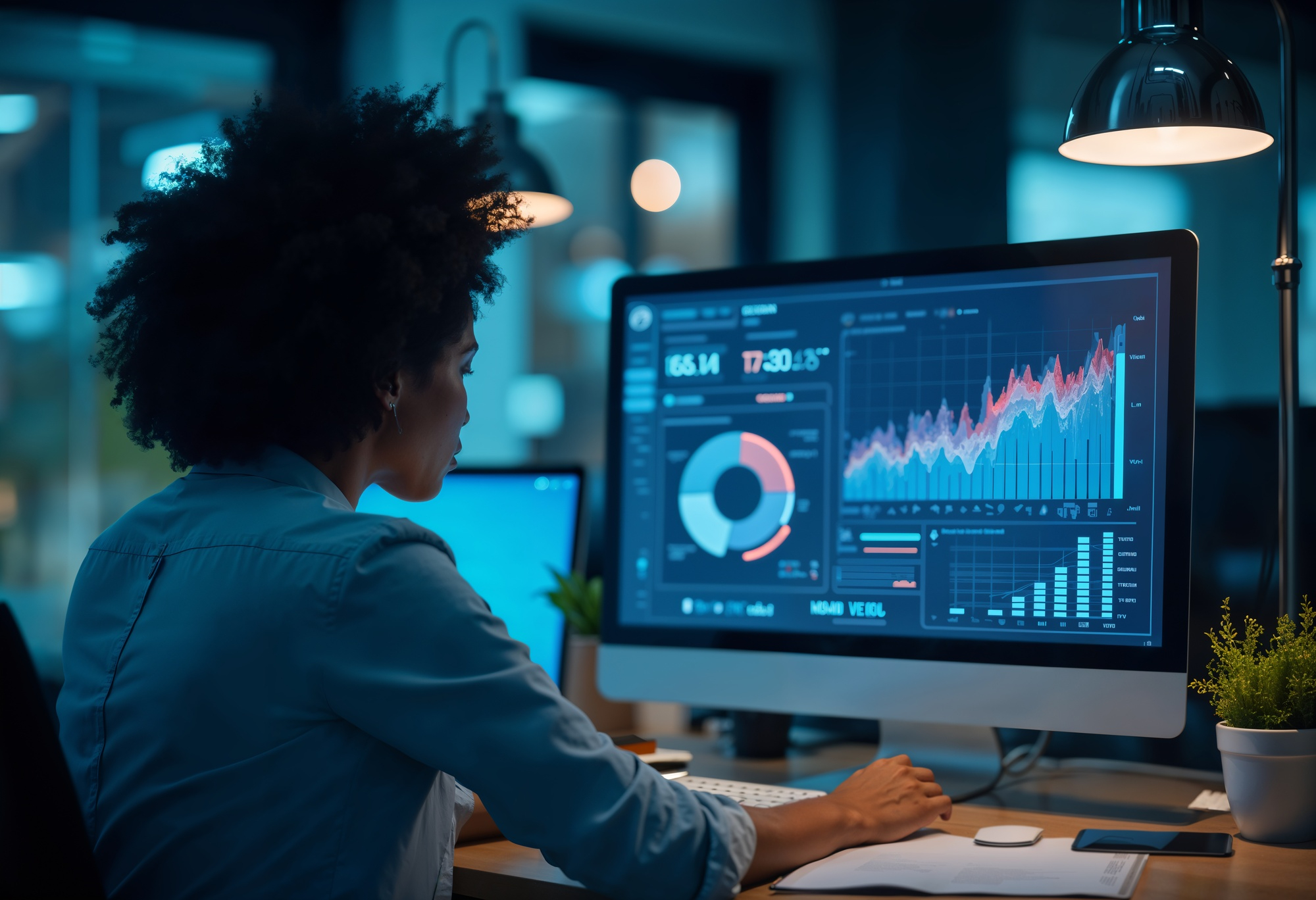 Profissional analisando dados com SUMAQ Next AI