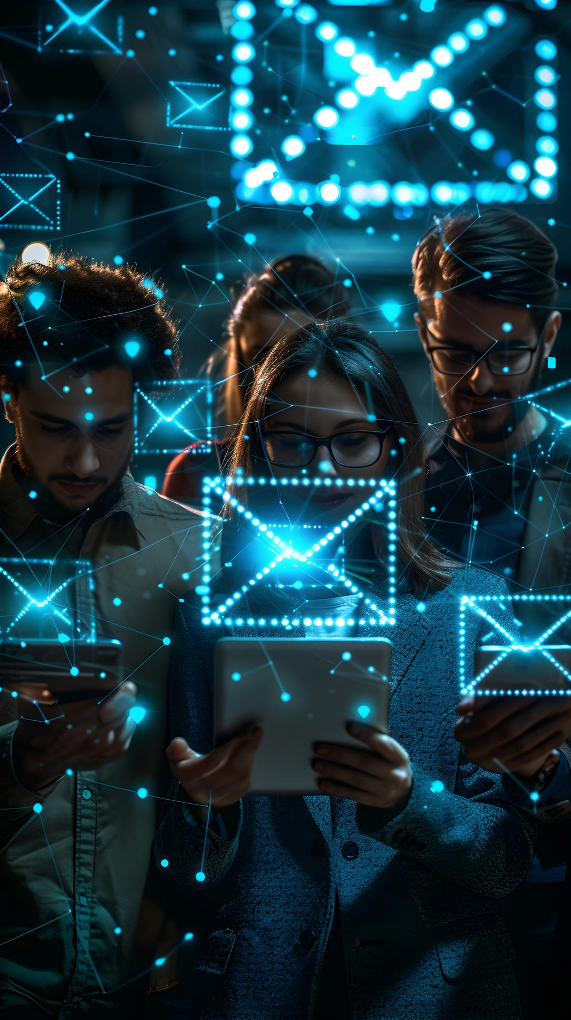 Equipe utilizando NextMailing em dispositivos móveis